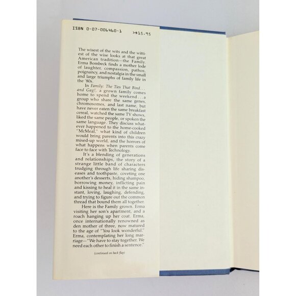 Erma Bombeck Family The Ties That Bind And Gag 1987 Hardcover with Dust Jacket - Picture 3 of 10